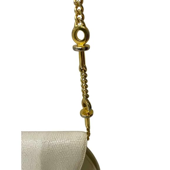 RODO ITALY IVORY LIZARD PURSE CROSSBODY 60’s 70’s VINTAGE GOLD TONE STRAP ICONIC - Picture 4 of 16